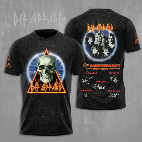 Discover Def Leppard Tour 1983-2023 Anniversary Music Rock Band 3D Shirt