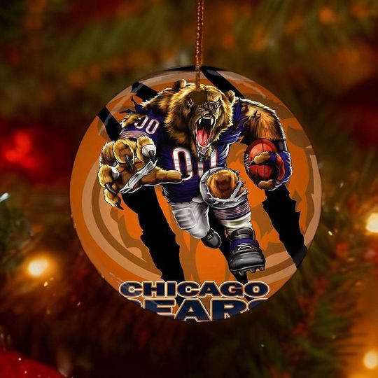 Discover Chicago Bears Christmas Ornament, Double sided Ceramic, Funny Football Bear Keepsake, Unique football Gift