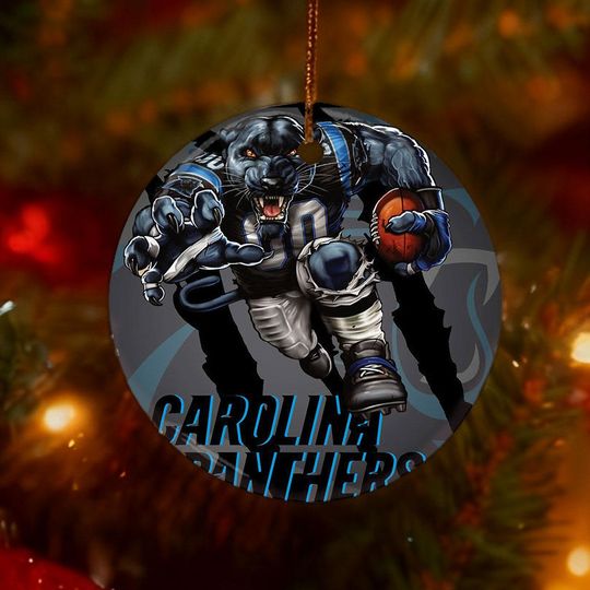 Discover Carolina Panthers Christmas Ornament, Double sided Ceramic, Bold Football Panther Keepsake, Unique football Fan Gift