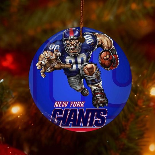 New York Giants Football Double sided Ceramic Christmas Ornament, Funny Sports Fan Gift, Keepsake for football Enthusiasts