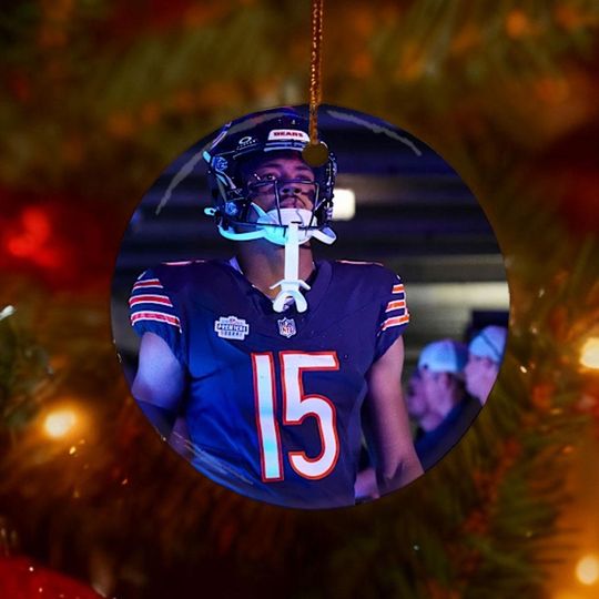 Discover Chicago Bears Football Player #15 Double Sided Ceramic Christmas Ornament, football Fan Gift Keepsake