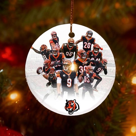 Christmas Cincinnati Bengals Football Double Sided Ceramic Ornament, football Team Keepsake Gift for Fans