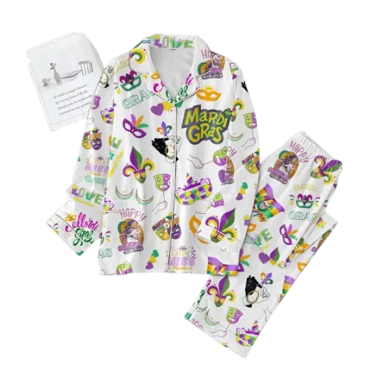 Discover Mardi Gras Festival Love Pajamas Set