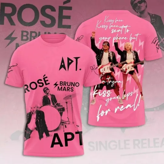 Blackpink Rose And Bruno Mars APT Single Cover 3D T-shirt