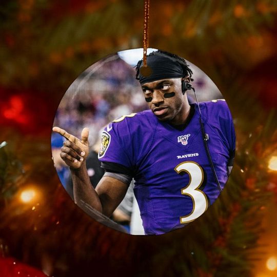 Christmas Double sided Ceramic Ornament, Baltimore Ravens Football Fan Gift, Unique Sports Keepsake