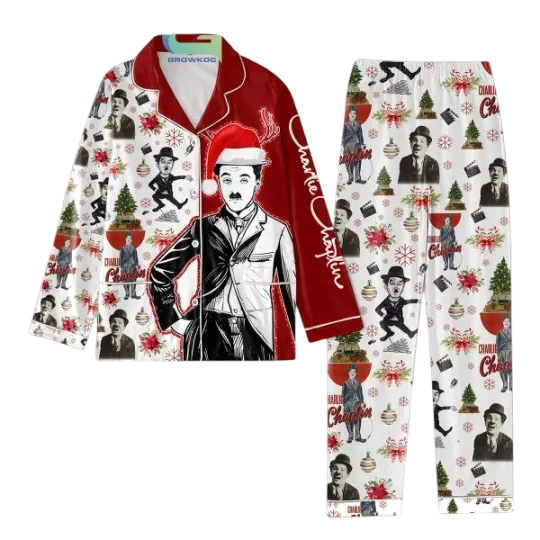 Discover Charlie Chaplin Snow Merry Christmas Pajamas Set for Adults
