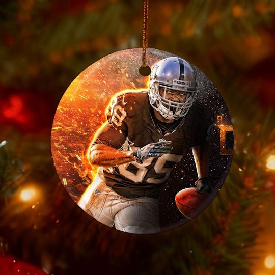 Discover Christmas Raiders Football Player Double sided Ceramic Ornament, Sports Fan Gift, Unique Keepsake Decor