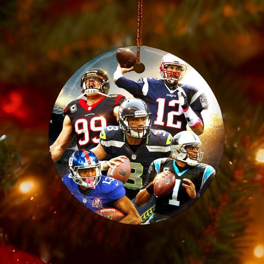 Discover Christmas football Football Stars Double sided Ceramic Ornament, Gift for Sports Fans Keepsake