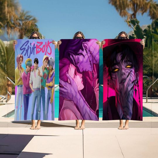 1PC K-POP DEMON HUNTERS Beach Towel For Kids Personalized Bath Towel Pool Towel Vacation Gift Picnic Party Gift
