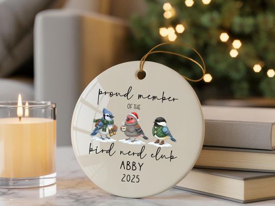 Personalized Bird Nerd Club Christmas Ornament Funny Custom Bird Ornament for Bird Lover & Birdwatchers Nature Group Gift Ornithologist Gift