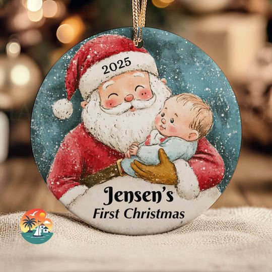 Discover Baby's First Christmas Ornament - Personalized Name, Ceramic