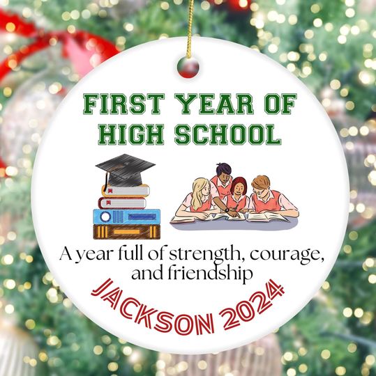 Discover First Year of High School, Custom Christmas Ornament, High School Student Gift, Custom High School ornament, custom name, Milestone gift