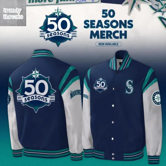 Discover Seattle city Mariner 50th Anniversary Est 1977 Baseball Jacket
