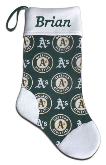 Discover Personalized MLB Oakland A's Athletics Baseball Christmas Stocking Embroidered