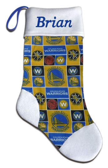 Discover Personalized NBA Golden State Warriors Basketball Christmas Stocking Embroidered