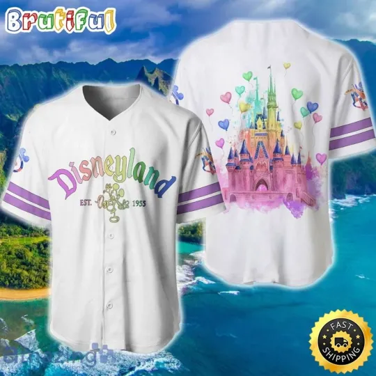 Discover Disneyland Magic Kingdom Rainbow White Disney Baseball Jersey