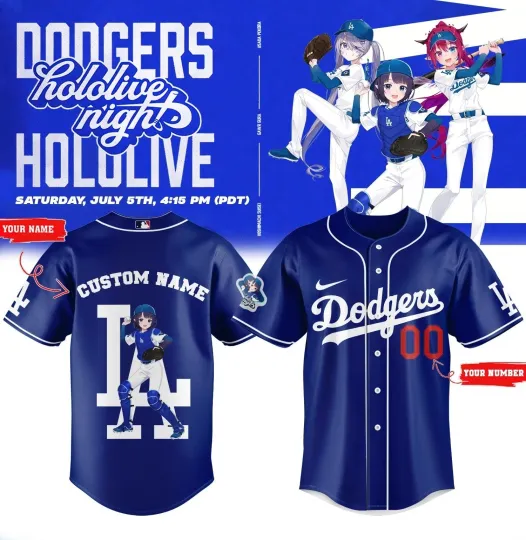 Discover Los Angeles Dodger Hololive Night Inanis Baseball Jersey 2025 Custom