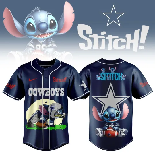 Discover Football Dallas Cowboy x Stitch Personalized Baseball Jersey