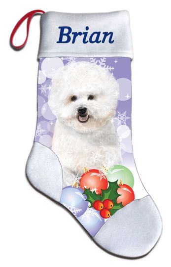 Discover Personalized Bichon Frise Dog Puppy Lover Christmas Stocking Embroidered