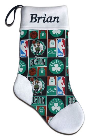 Discover Personalized Boston Massachusetts Basketball Christmas Stocking