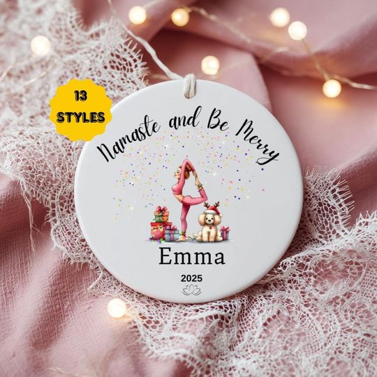 Discover Personalized Yoga Christmas Ornament, Custom Name & Pose Namaste Gift, 13 Styles Wellness Keepsake 2025