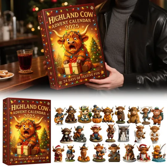 Discover 2025 3D Highland Cow Acrylic Advent Calendar Christmas Countdown 24 Days Decor Gift
