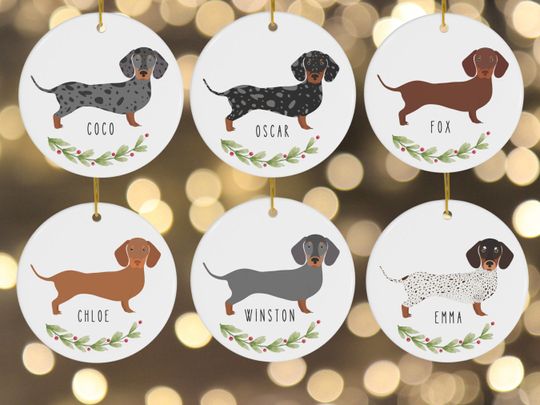 Discover Custom Dachshund Christmas Ornament, Weiner Dog Ornament Personalized