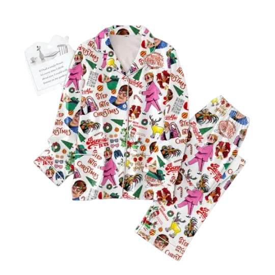 Elton John Merry Christmas Bennie And The Jets Pajamas Set