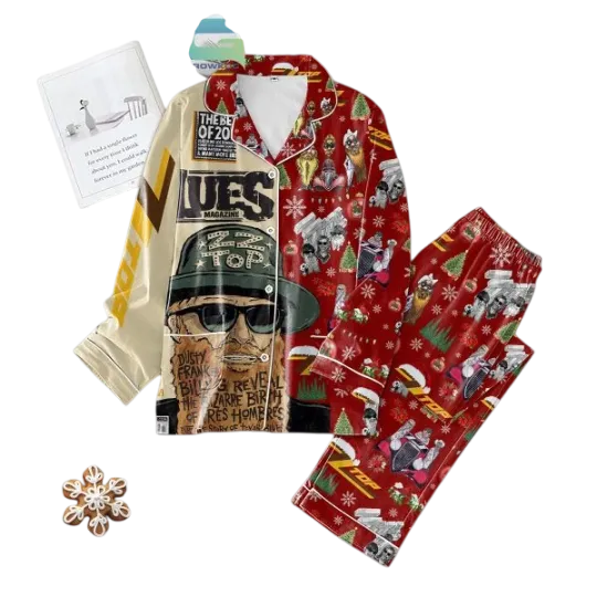 ZZ Top Christmas Silk Pajamas Set for Adults