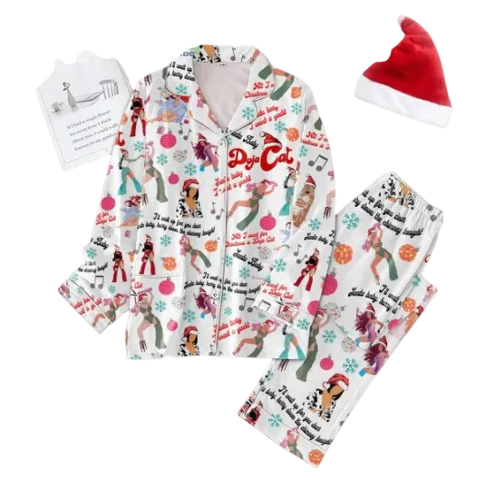 Discover Doja Cat Santa Baby Christmas Silk Pajamas Set