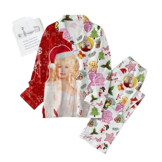 Discover Dolly Parton In Dolly We Trust Christmas Pajamas Set