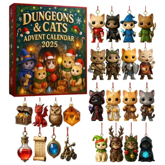 Discover Dungeons & Cat Advent Calendar 2025 - 24 Days Countdown Pendants, Collectible, Acrylic Blind Box