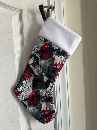 Spiderman Christmas Stocking Handmade Ready to Personalize
