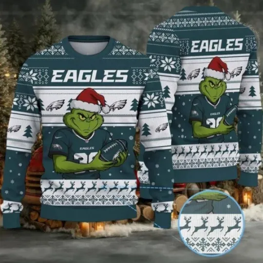 Discover Eagles funny character Football Team Ugly Christmas Sweater
