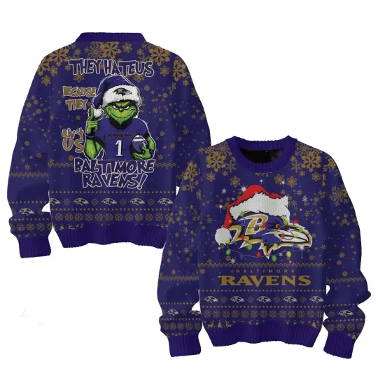 Discover Baltimore They Hate Us Because The Aint Us Ravens Christmas Ugly Sweater