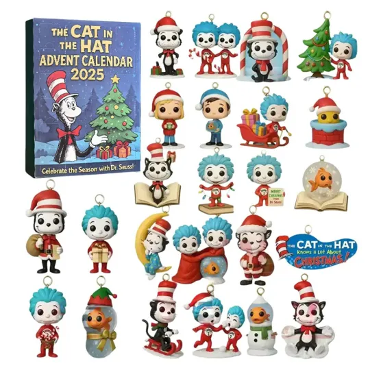 Discover Acrylic Advent Calendar The Cat in Stovepipe Hat 2025, 24-Day Christmas Countdown Decor