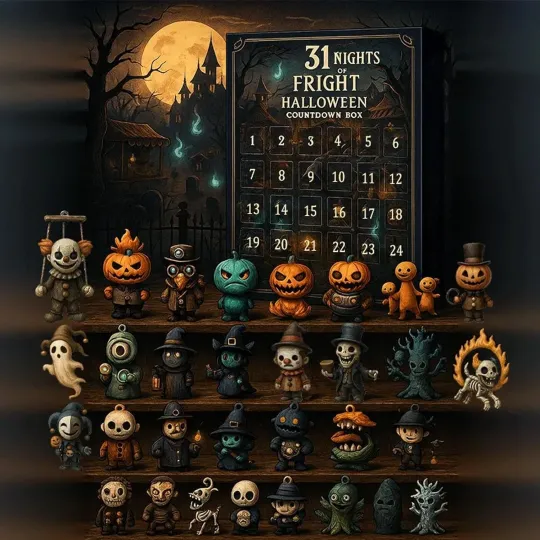 Discover Acrylic Advent Calendar Blind Box 31 Nights of Fright Halloween Countdown with Figurines
