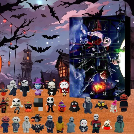 Discover Halloween Acrylic Advent Calendar - 24 Days Horror Movie Miniatures Countdown