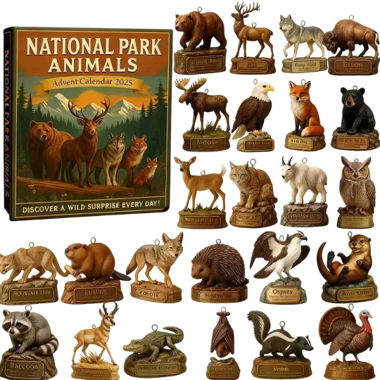 Discover National Park Animals Acrylic Advent Calendar 2025 24 Days Decor Decorated Calendar