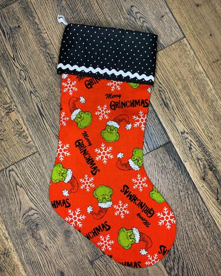 Discover Personalized funny character Christmas Stocking: Custom Fabric & Ribbon