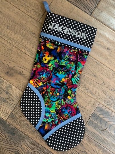 Discover Personalized Cat Christmas Stocking: Custom Fabric & Ribbon