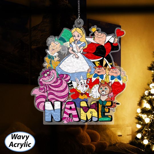 Discover Custom Alice In Wonderland Christmas Tree Ornament, Alice Princess Ornament, Mad Hatter Cheshire White Rabbit, Disney Holiday Decor, NVA738