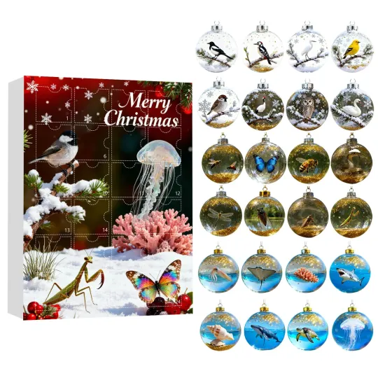 Discover Merry Christmas 2025 Acrylic Advent Calendar with Bird Ornaments 24-Day Hanging Decor