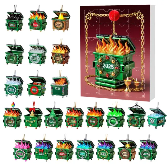 Discover 2025 Holiday Acrylic Advent Calendar Blind Box - Dumpster Fire Ornament for Home Decor