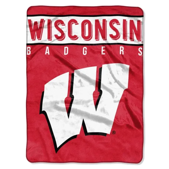 Discover Wisconsins Badge Plush Blanket, 60”x80” - Warm & Soft NCAA BLANKET