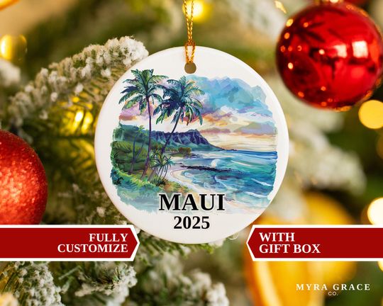 Discover Maui Ornament, Maui Christmas Ornament, Maui Gift Ornament, Maui Custom Ornament, Christmas, Maui Bauble, Maui Souvenir, Maui Gift, Hawaii