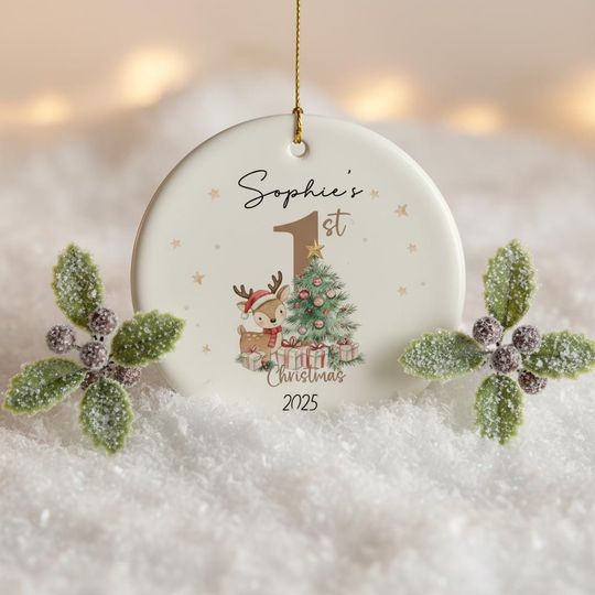 Discover Personalised First Christmas Bauble  Babys 1st Christmas Ornament, Custom Ceramic Keepsake, Newborn Gifts