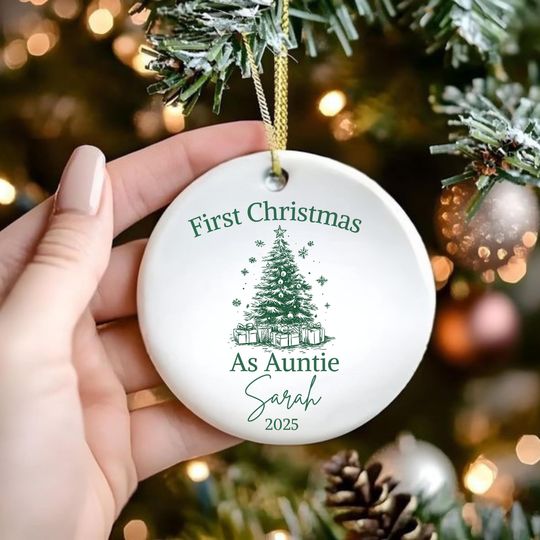 Discover Personalized First Christmas Ornament for auntie, new aunt gift for Christmas, ornaments Ceramic Christmas Tree Decor, Gift for aunt 2025