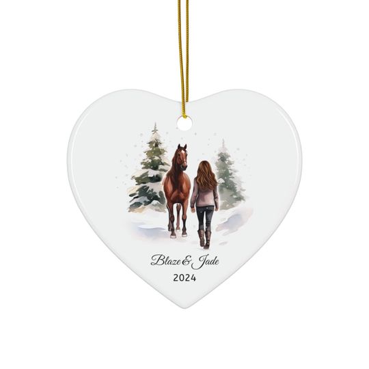 Personalized Horse & Girl Ornament 2025: Horse Lover Gift, Horse Riding Ornament, Pony Ornament, Horse Christmas Gifts For Horse Owner