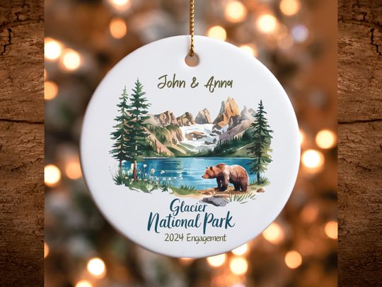 Discover Glacier National Park Ceramic Ornament, Personalized Christmas Tree Decoration, Holiday Gift, Rustic Nature Lover Decor, Souvenir Ornament